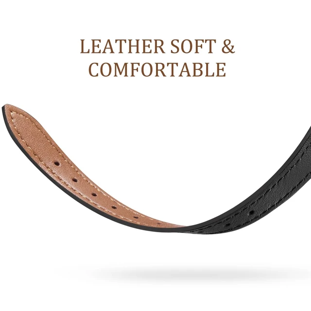 Alt view image 4 of 6 - Slim Leather Band,Black,For Fitbit Inspire 3 Compatible with Fitbit Inspire 3,Women,Top Grain Genuine Leather,Strap,Thin,Wristband,for Fitbit Inspire 2 1