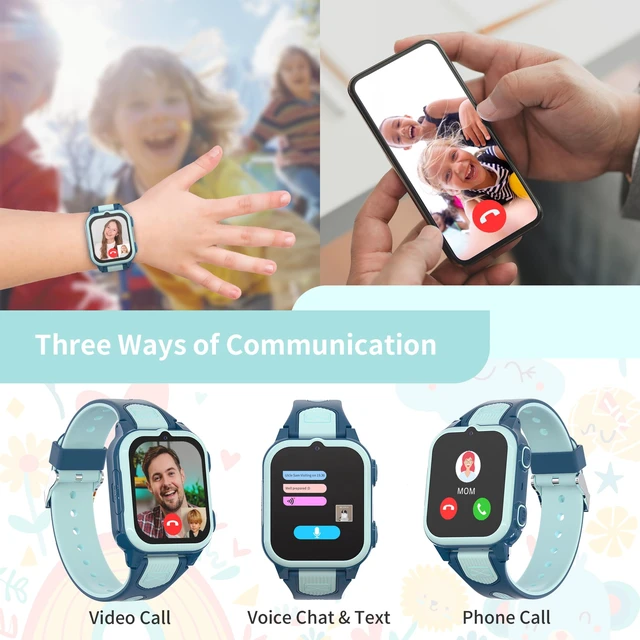 Alt view image 4 of 7 - 4G Kids Smart Watch Boys with GPS Tracker & Phone Call, Camera, Light Blue Kids GPS Tracker Watch with Age 5-12 with SOS Calling, HD TouchScreen Video Call, Voice Chat, Class Mode, Birthday Gifts Toy