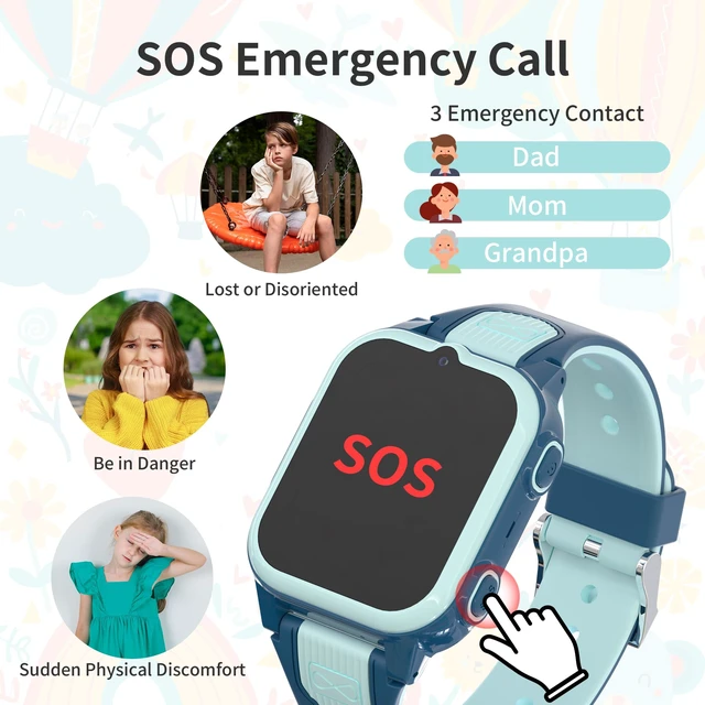 Alt view image 5 of 7 - 4G Kids Smart Watch Boys with GPS Tracker & Phone Call, Camera, Light Blue Kids GPS Tracker Watch with Age 5-12 with SOS Calling, HD TouchScreen Video Call, Voice Chat, Class Mode, Birthday Gifts Toy