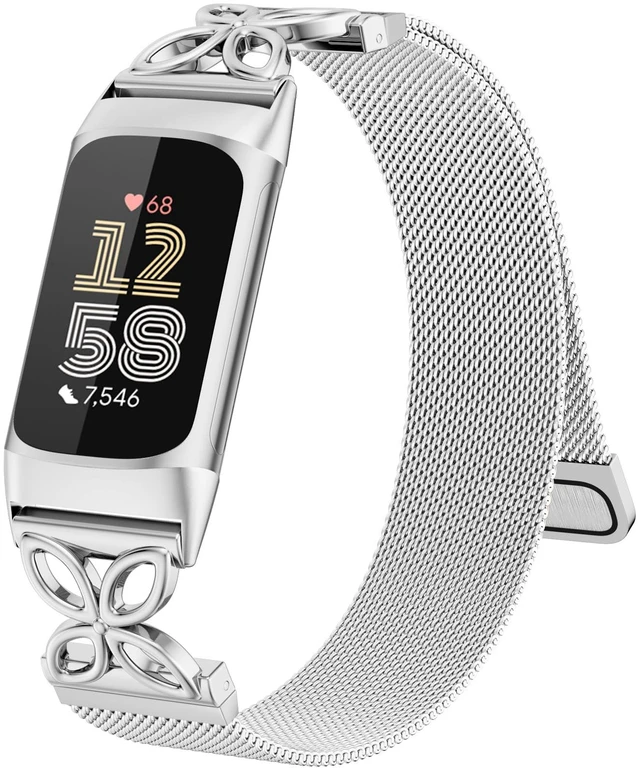 Main image of Metal Bands Compatible with Fitbit Charge 6/ Charge 5 Bands for Women Men, Stylish Cute Adjustable Breathable Watch Bracelet Sport Watch Strap Replacement Wristbands for Charge 6/Charge 5 Band