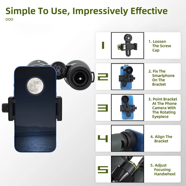 Alt view image 6 of 7 - 12X50 Professional HD Binoculars for Adults High Powered with Phone Adapter Super Bright BAK4 Optics, IPX7 Waterproof, Large View, Clear Low Light Vision, for Bird Watching Hunting Cruise Travel Sport