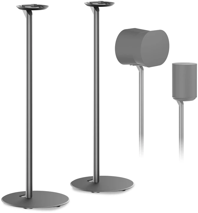 Main image of Speaker Stands for Sonos Era 100, SL & 300-2 Pack, Black 28.2" Fixed height Speaker Stands Pair, Metal Construction, Matte Finish, Stable Base, Rubber Feet, Built in Cable Management