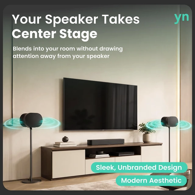 Alt view image 2 of 7 - Speaker Stands for Sonos Era 100, SL & 300-2 Pack, Black 28.2" Fixed height Speaker Stands Pair, Metal Construction, Matte Finish, Stable Base, Rubber Feet, Built in Cable Management