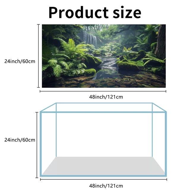 Alt view image 2 of 7 - 3 Pack Terrarium Background, 48x24 inch Polyester Reptile Background Cloth Terrarium Background, Gobi Sunshine Cactus Stone & Green Tree Fern Stream Backgrounds, Backgrounds for Reptile Tank