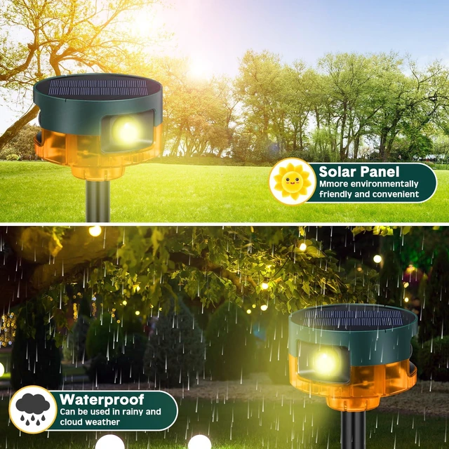Alt view image 5 of 7 - 4 Pack Solar Outdoor Motion Sensor Alarm-Dog Barking&Gunshot Sound Support Recording Animal Deterrent for Home Security, 13 Kinds of Sounds (Yellow)
