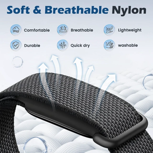 Alt view image 3 of 7 - Elastic Nylon Sport Bicep Bands Compatible with Google Fitbit Air Band Breathable Arm/Ankle/Wrist Straps for Fitbit Air Fitness Tracker, Adjustable Replacement Fitbit Air Bicep Band for Women Men