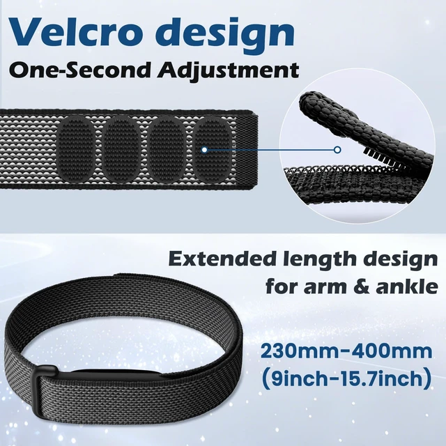 Alt view image 5 of 7 - Elastic Nylon Sport Bicep Bands Compatible with Google Fitbit Air Band Breathable Arm/Ankle/Wrist Straps for Fitbit Air Fitness Tracker, Adjustable Replacement Fitbit Air Bicep Band for Women Men