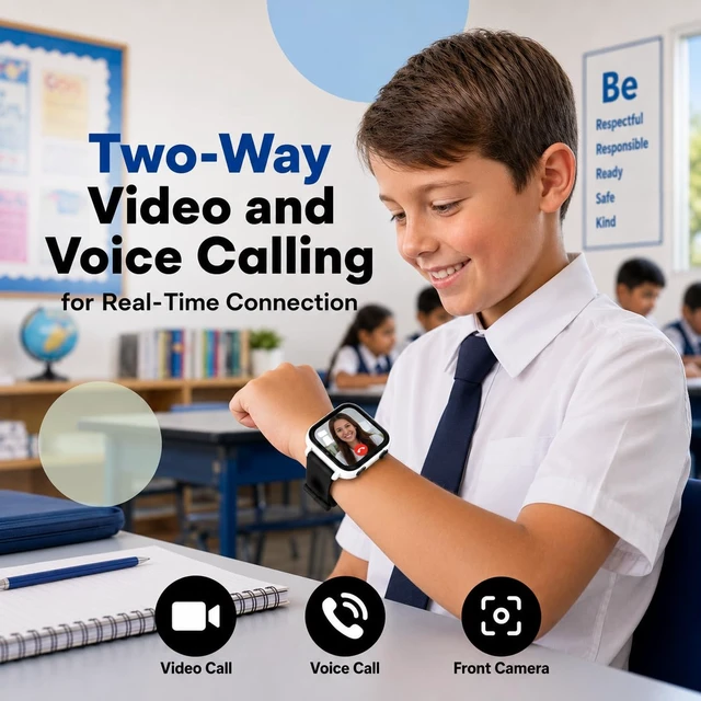Alt view image 2 of 7 - Kipywatch Smartwatch for Boys, Kids Watch with GPS Tracker, Video Calling 4G Kids Phone Watch, Parental App, Low Subscription - Safety Alert, School Mode - Interchangeable Strap - Back to School Gift
