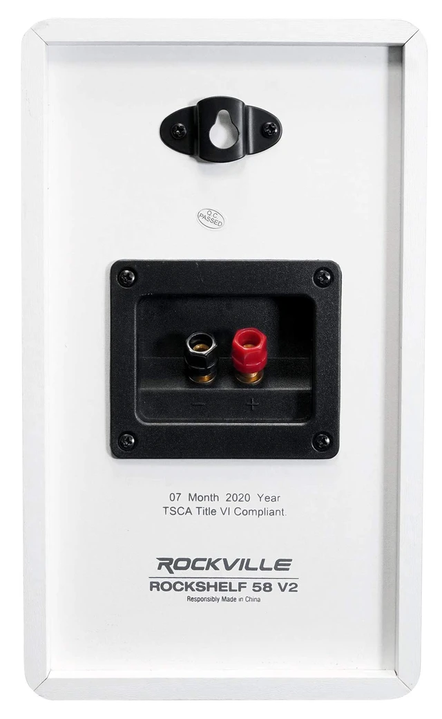 Alt view image 6 of 7 - RockShelf 58W White Pair 5.25" Home Theater Bookshelf Speakers 360W Peak/90W RMS, Kevlar Woofer, 1" Silk Dome Tweeter, Wall Mount, 8 Ohm, MDF Cabinet, 5-Way Binding Posts