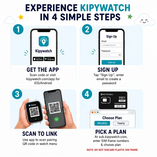 Alt view image 7 of 7 - Kipywatch Smartwatch for Boys, Kids Watch with GPS Tracker, Video Calling 4G Kids Phone Watch, Parental App, Low Subscription - Safety Alert, School Mode - Interchangeable Strap - Back to School Gift