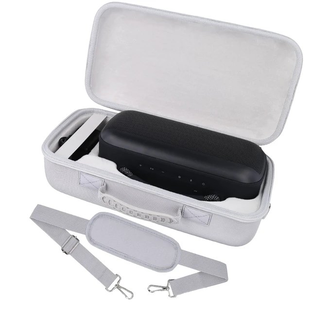 Alt view image 6 of 7 - for Bose SoundLink Max Portable Speaker Hard Travel Case, White EVA Hard Shell, Dedicated Compartment, Accessory Storage, Silicone Hand Strap, Detachable Shoulder Strap, Shock Protection