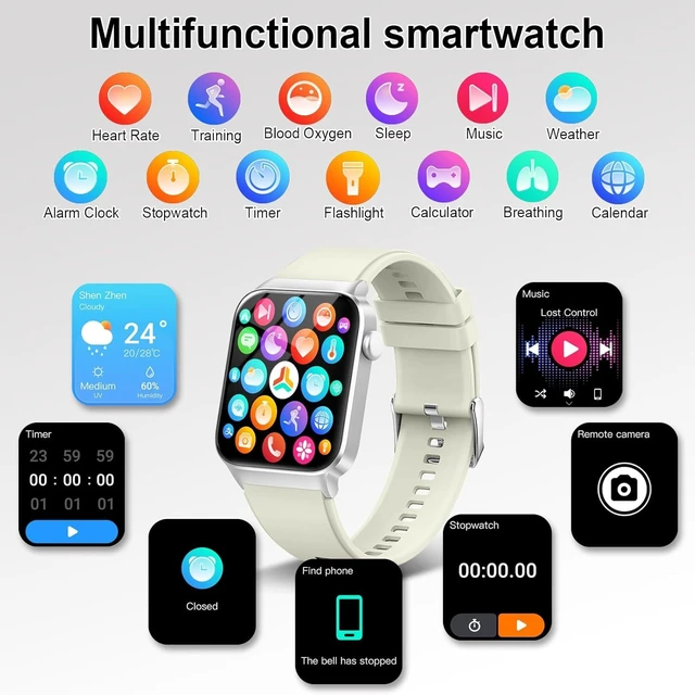 Alt view image 3 of 7 - Smart Watch, 1.96" HD Smartwatch for Men Women (Answer/Make Calls), Fitness Watch with Heart Rate/Sleep/IP68 Waterproof/120+ Sports Modes, Pedometer, Android Smart Watch for Android