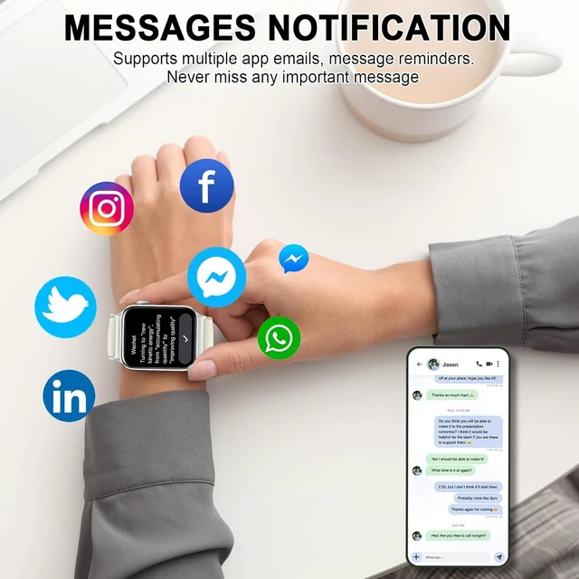 Alt view image 4 of 7 - Smart Watch, 1.96" HD Smartwatch for Men Women (Answer/Make Calls), Fitness Watch with Heart Rate/Sleep/IP68 Waterproof/120+ Sports Modes, Pedometer, Android Smart Watch for Android