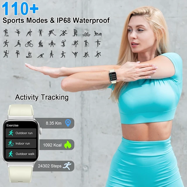 Alt view image 6 of 7 - Smart Watch, 1.96" HD Smartwatch for Men Women (Answer/Make Calls), Fitness Watch with Heart Rate/Sleep/IP68 Waterproof/120+ Sports Modes, Pedometer, Android Smart Watch for Android