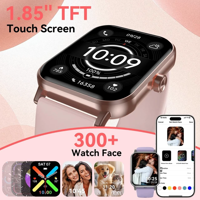 Alt view image 2 of 7 - Smart Watch for Women Men, 1.85"HD Touchscreen Fitness Tracker with Bluetooth Calling, 130+ Sport Modes, 5 ATM Waterproof Heart Rate Sleep Monitor, 7 Day Battery DIY Dial, Smartwatch for Android & iOS