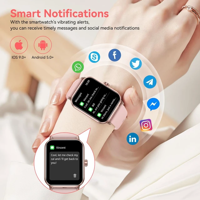 Alt view image 4 of 7 - Smart Watch for Women Men, 1.85"HD Touchscreen Fitness Tracker with Bluetooth Calling, 130+ Sport Modes, 5 ATM Waterproof Heart Rate Sleep Monitor, 7 Day Battery DIY Dial, Smartwatch for Android & iOS