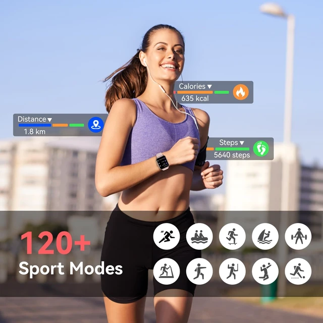 Alt view image 6 of 7 - Smart Watch for Women Men, 1.85"HD Touchscreen Fitness Tracker with Bluetooth Calling, 130+ Sport Modes, 5 ATM Waterproof Heart Rate Sleep Monitor, 7 Day Battery DIY Dial, Smartwatch for Android & iOS