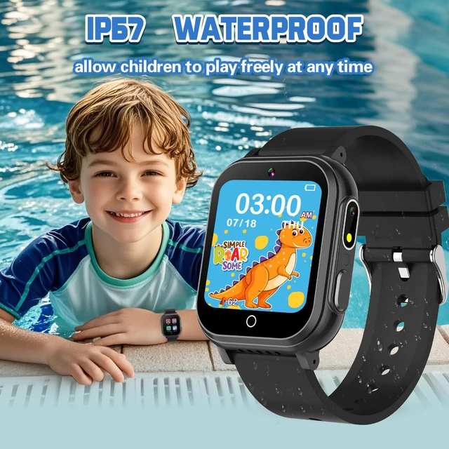 Alt view image 3 of 7 - Kids Waterproof Smart Watch Gift for Boys Ages 3-12, 32 Puzzle Games, HD Touchscreen, Dual Camera, Vedio Pedometer Music Player, Kids Watch Toy Birthday Gifts for Boys Ages 5 6 7 8 9 10 (Black)