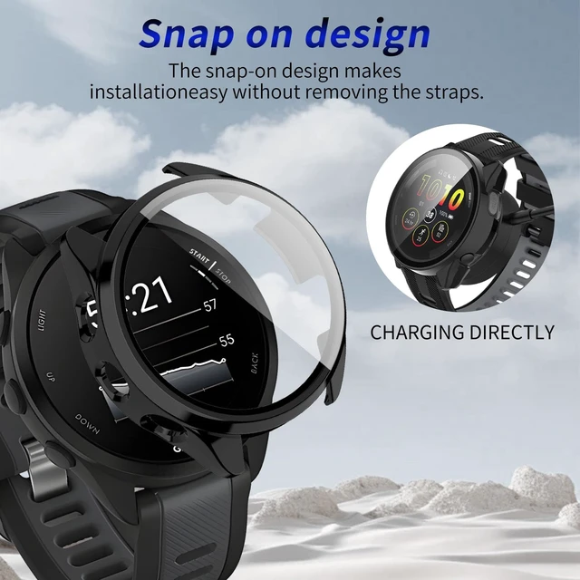 Alt view image 6 of 7 - 4 Pack for Garmin Forerunner 165 &165 Music Screen Protector Case Hard PC,Built-in Tempered Glass Film,Full Coverage,All-Around,Shockproof,Bumper,Protective Cover,Protective Accessories