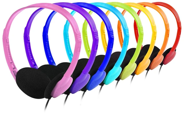Alt view image 2 of 7 - Classroom Headphones Bulk 50 Packs Multi Color for School Students Kids Children Toddler Boys Girls Teen and Adult (50 Pack)