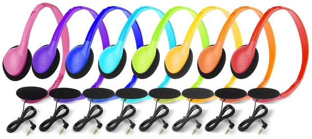 Alt view image 3 of 7 - 32 Pack Kids Headphones Bulk Multi Color for School Classroom Students Children Toddler Boys Girls Teen and Adult