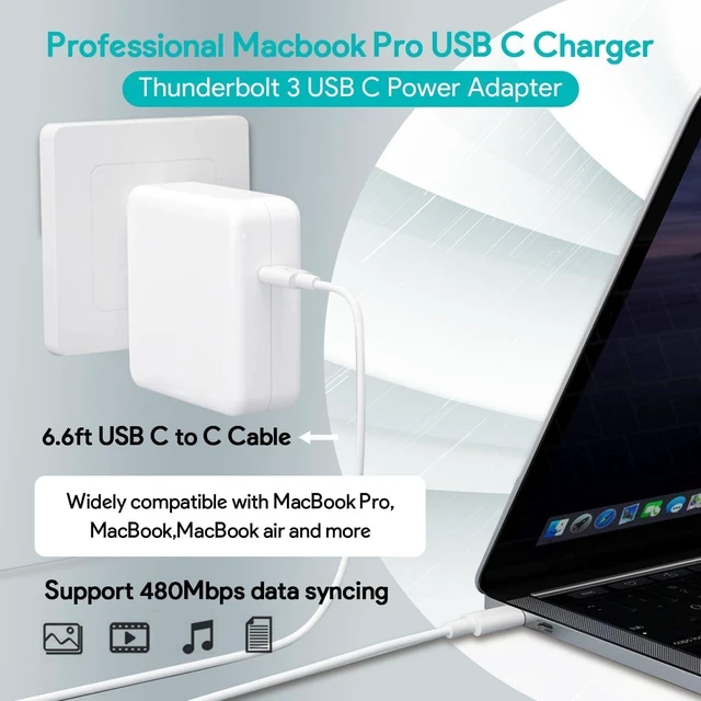 Alt view image 5 of 5 - 61W Charger for MacBook Pro&MacBook Air(After 2017),Compatible with MacBook pro/Air16 15 14 13 inch(M1-M5),C-Type Interface (6 * 6 * 3CM)
