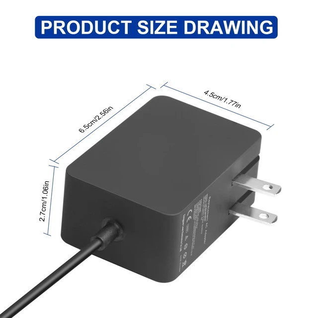 Alt view image 2 of 7 - Surface 24W 15V 1.6A Go Charger, Power Supply Adapter Compatible with Microsoft Surface Go/2/3/ Surface Pro 4 Core m3/Surface Pro 3 Core m3 AC Power Adapter