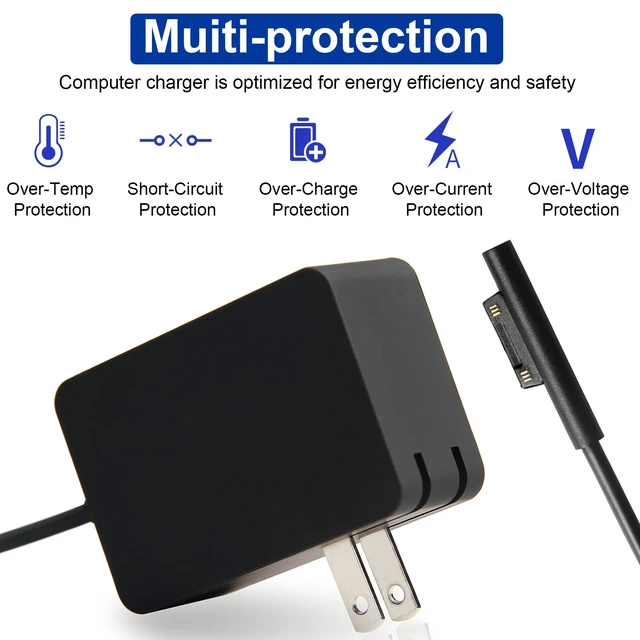 Alt view image 3 of 7 - Surface 24W 15V 1.6A Go Charger, Power Supply Adapter Compatible with Microsoft Surface Go/2/3/ Surface Pro 4 Core m3/Surface Pro 3 Core m3 AC Power Adapter