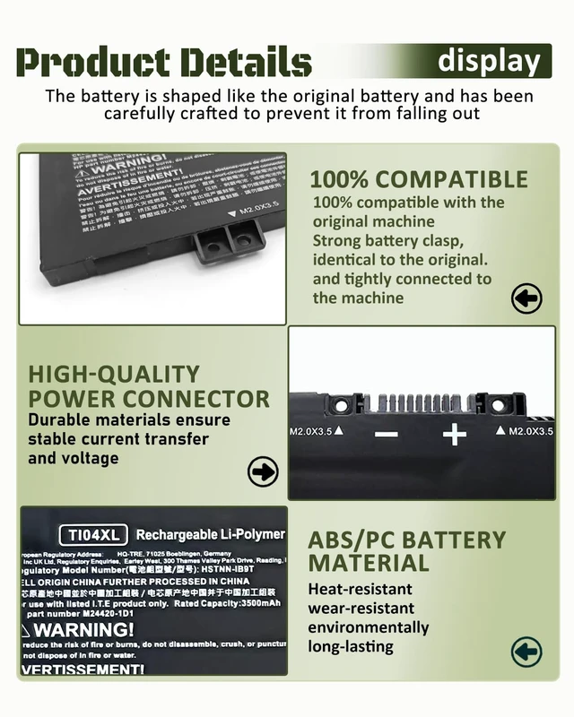 Alt view image 4 of 7 - 55.67Wh 4-Cell TI04XL M24563-005 Battery for HP Envy 17 Envy 17-ch Series for HP Envy 17-CH000 17m-ch000 17T-CH000 17-ch0027ur 17-ch0026ur 17m-ch0013dx, M24420-1C1 M24420-1D1 (15.12V 55.67Wh)