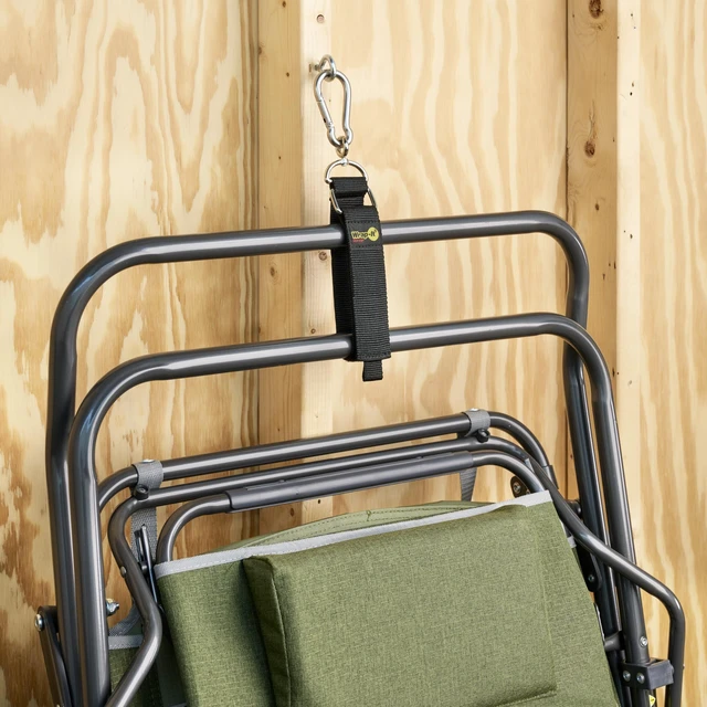 Alt view image 4 of 7 - Hook 'n Hang Straps - 18" (2-Pack) Blaze Orange Hose and Extension Cord Storage Accessories for Garage Organizing