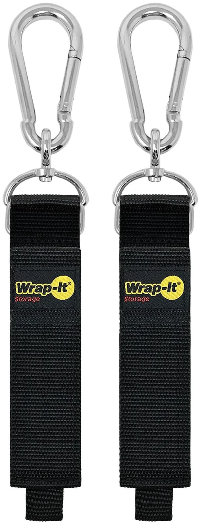Main image of Hook 'n Hang Straps - 18" (2-Pack) Black Carabiner Straps to use as an Extension Cord Holder with Hooks