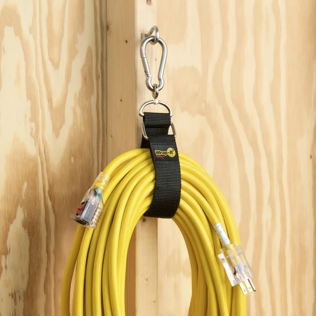 Alt view image 6 of 7 - Hook 'n Hang Straps - 18" (2-Pack) Blaze Orange Hose and Extension Cord Storage Accessories for Garage Organizing
