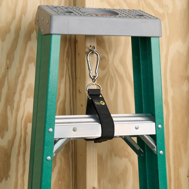 Alt view image 7 of 7 - Hook 'n Hang Straps - 18" (2-Pack) Black Carabiner Straps to use as an Extension Cord Holder with Hooks