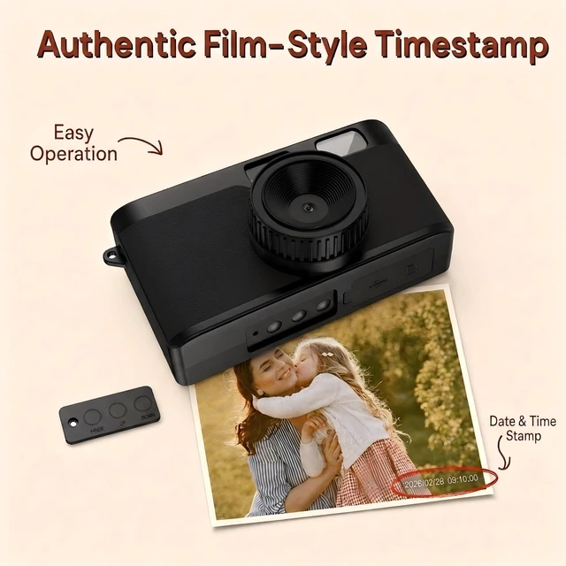 Alt view image 5 of 7 - Retro Screen Free Digital Camera, Film-Style Filters for Photography Portable 16MP Rechargeable Camera, Flash, Point & Shoot, 8GB Storage, Quick Snap for Beginners on Travel & Camp (Black)