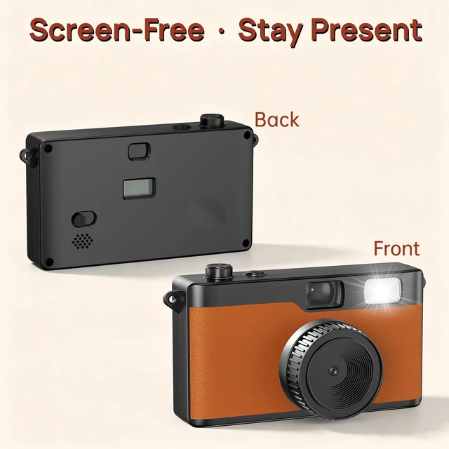 Alt view image 2 of 7 - Retro Screen Free Digital Camera, Film-Style Filters for Photography Portable 16MP Rechargeable Camera, Flash, Point & Shoot, 8GB Storage, Quick Snap for Beginners on Travel & Camp (Black)