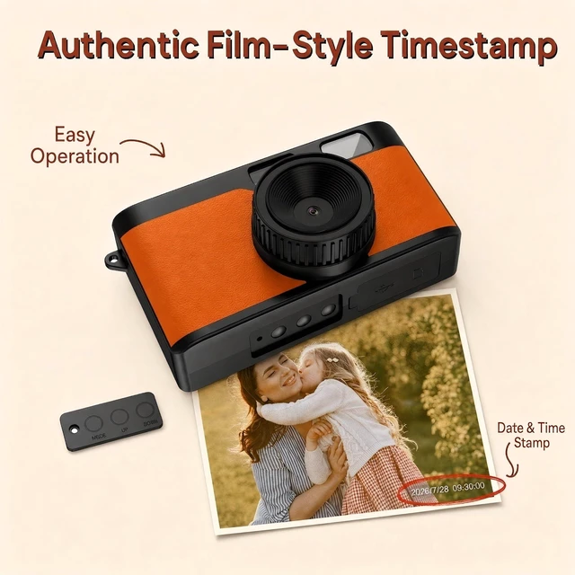 Alt view image 5 of 7 - Retro Screen Free Digital Camera, Film-Style Filters for Photography Portable 16MP Rechargeable Camera, Flash, Point & Shoot, 8GB Storage, Quick Snap for Beginners on Travel & Camp (Black)