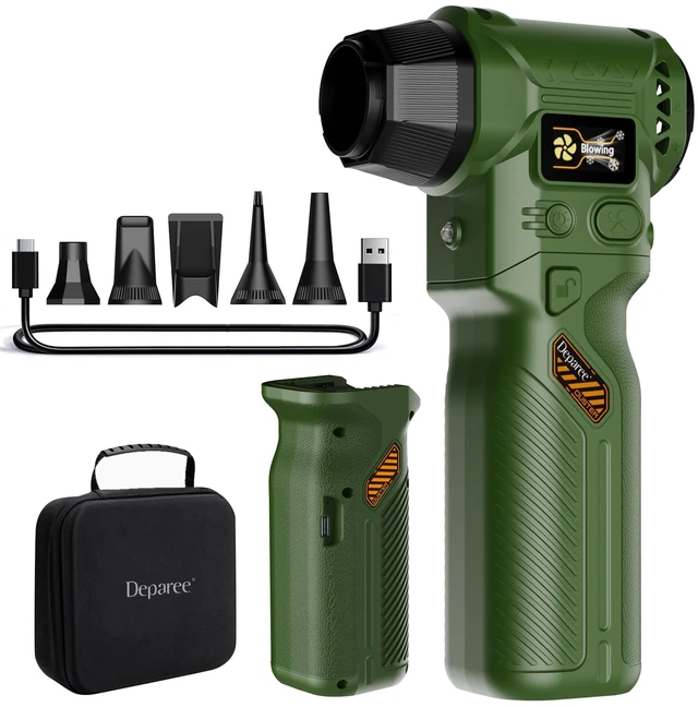 Main image of J40 Next-Gen Smart Air Blower, Compressed Air Duster, 2 Swappable Batteries, Hurricane-Level Airflow, Variable-Speed Control, Smart Display, Car Detailing, Garage, Home Cleaning, Outdoor Use (Green)