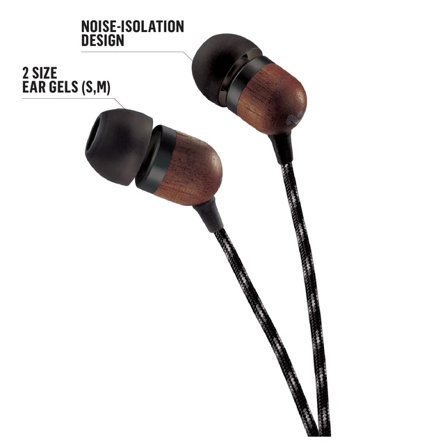 Alt view image 5 of 7 - House of Smile Jamaica AUX Wired Earbuds with Microphone, Noise-Isolating in-Ear Headphones, Tangle-Resistant Cable, 3.5mm Jack Sustainable (Signature Black)