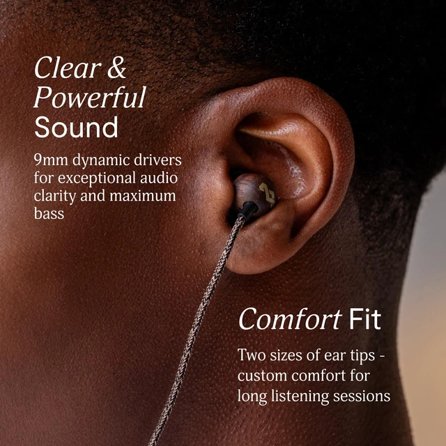 Alt view image 4 of 7 - House of Smile Jamaica USB-C Wired Earbuds with Microphone, in-Ear Headphones, 9.2mm Driver, Tangle-Resistant Cable, Plug-and-Play Earphones for Smartphones, Tablets & Laptops (Brass)