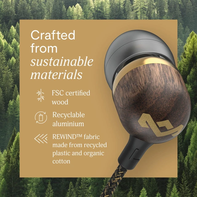 Alt view image 5 of 7 - House of Smile Jamaica USB-C Wired Earbuds with Microphone, in-Ear Headphones, 9.2mm Driver, Tangle-Resistant Cable, Plug-and-Play Earphones for Smartphones, Tablets & Laptops (Brass)