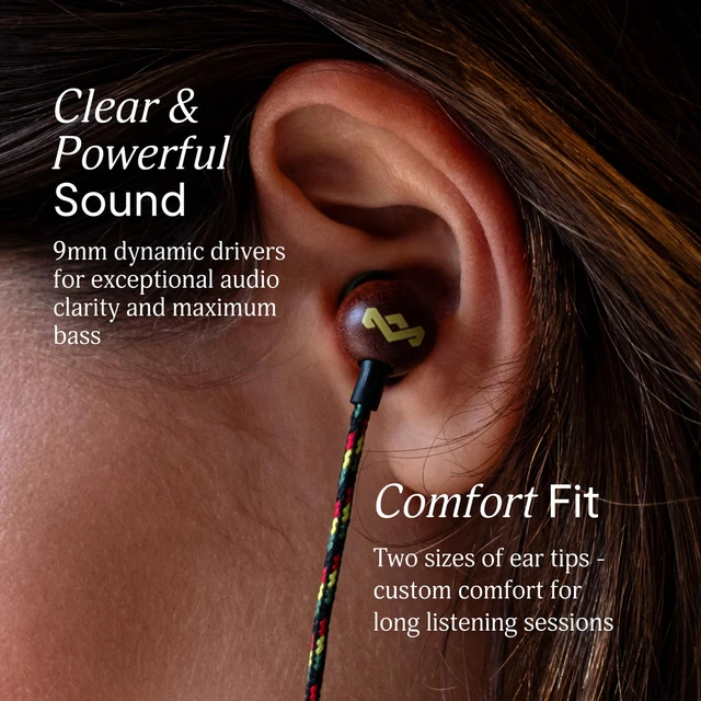 Alt view image 4 of 7 - House of Smile Jamaica USB-C Wired Earbuds with Microphone, in-Ear Headphones, 9.2mm Driver, Tangle-Resistant Cable, Plug-and-Play Earphones for Smartphones, Tablets & Laptops (Rasta)