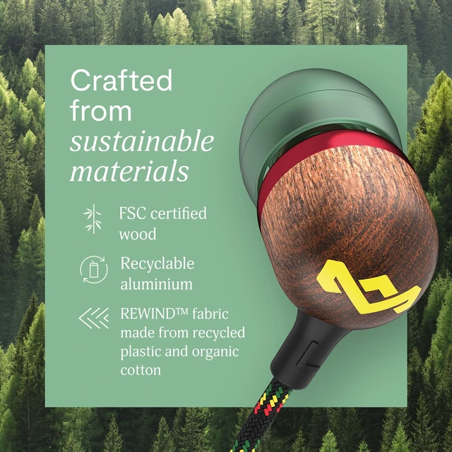 Alt view image 5 of 7 - House of Smile Jamaica USB-C Wired Earbuds with Microphone, in-Ear Headphones, 9.2mm Driver, Tangle-Resistant Cable, Plug-and-Play Earphones for Smartphones, Tablets & Laptops (Rasta)