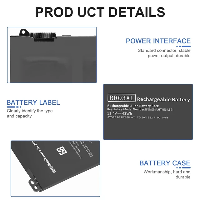 Alt view image 4 of 6 - RR03XL Battery for HP ProBook 430 G4 440 450 455 470 G4, HP ProBook 440 450 470 851477-421 851477-541 851477-831 851477-832 851610-850