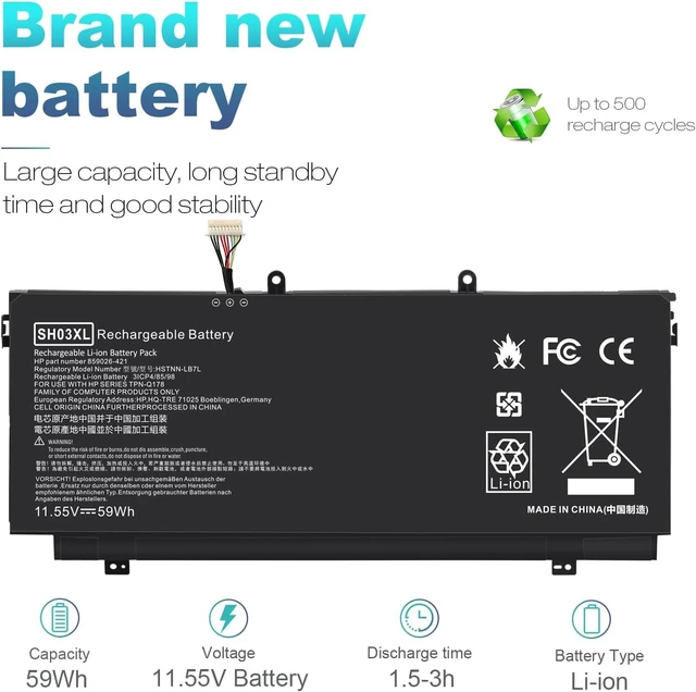 Alt view image 6 of 7 - SH03 SH03XL SH03057XL Battery for HP Spectre x360 13 w023dx 13-w0XX 13-W013DX Spare 859026-421 859356-855 TPN-Q178