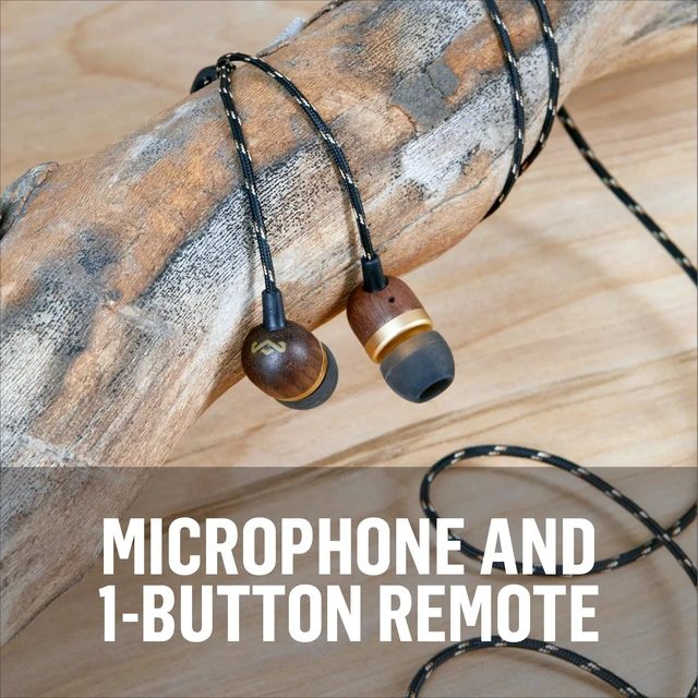 Alt view image 7 of 7 - House of Smile Jamaica AUX Wired Earbuds with Microphone, Noise-Isolating in-Ear Headphones, Tangle-Resistant Cable, 3.5mm Jack Sustainable (Brass)