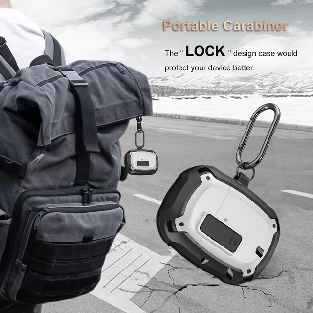 Alt view image 7 of 7 - for Google Pixel Buds Pro 2/ Pro Case Cover with Lock Clip & Cleaner Pen 2024/2022, Shockproof Protective Hard Cover Skin with Carabiner Men Women - Black/White