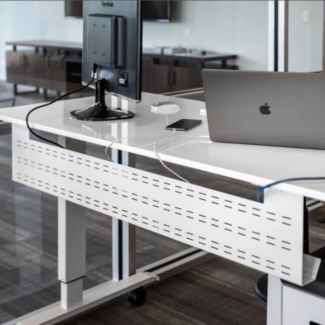 Alt view image 2 of 4 - Stand Up Desk Store Under Desk Cable Management Tray Black Horizontal Computer Cord Raceway and Modesty Panel (White, 51")