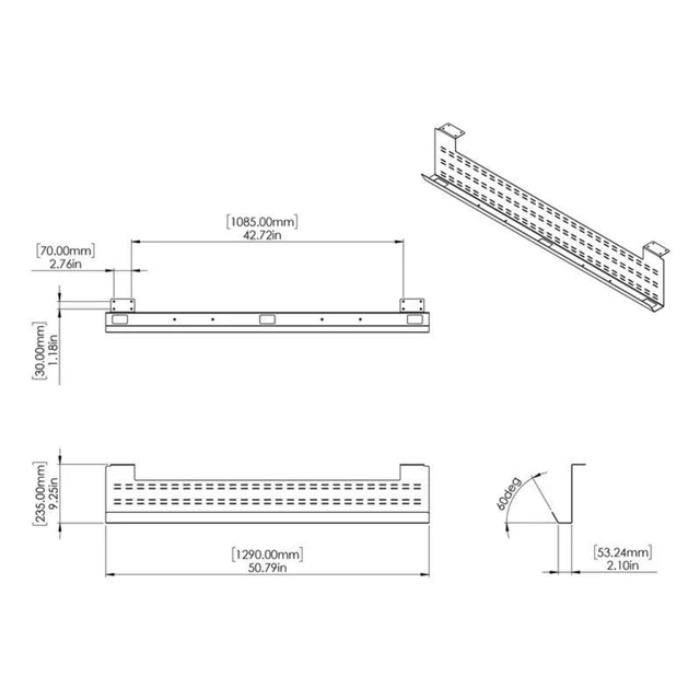 Alt view image 4 of 4 - Stand Up Desk Store Under Desk Cable Management Tray Black Horizontal Computer Cord Raceway and Modesty Panel (White, 51")