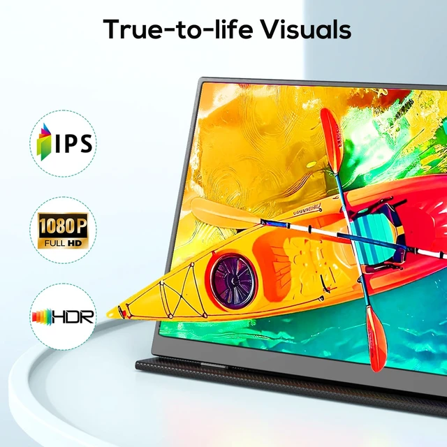 Alt view image 4 of 7 - 18.5 Inch Portable Monitor, FHD 120Hz IPS HDR 125% sRGB USB-C HDMI External Travel Monitor with Built-in Speakers, VESA Compatible for Laptop MacBook PC Surface PS5 Xbox