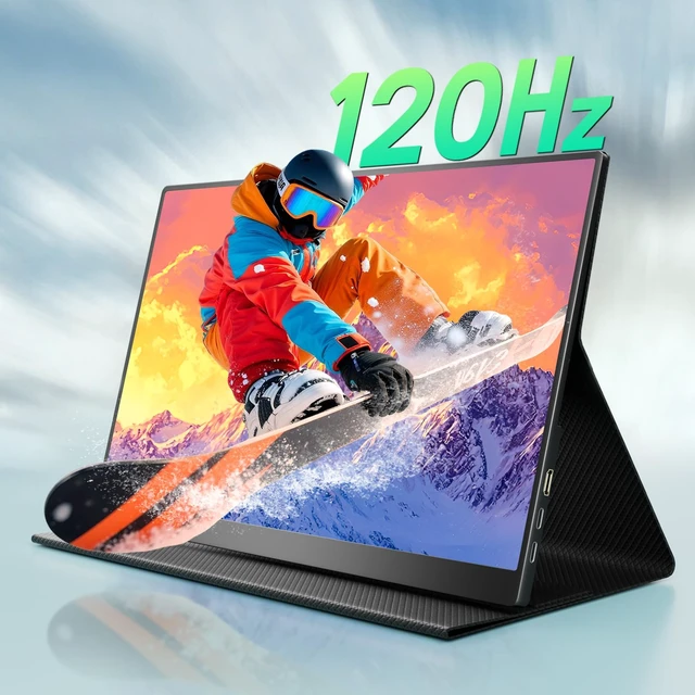 Alt view image 3 of 7 - 18.5 Inch Portable Monitor, FHD 120Hz IPS HDR 125% sRGB USB-C HDMI External Travel Monitor with Built-in Speakers, VESA Compatible for Laptop MacBook PC Surface PS5 Xbox